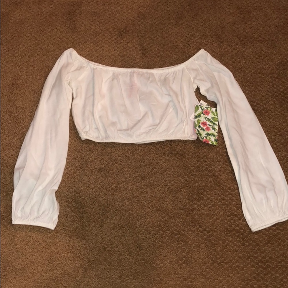 Women’s white off the shoulder crop top